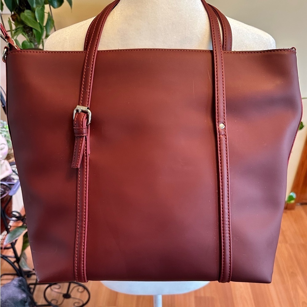 Ivy & Fig Stella Day Bag Tote Burgundy Shoulder Straps No Crossbody Strap - Picture 3 of 13